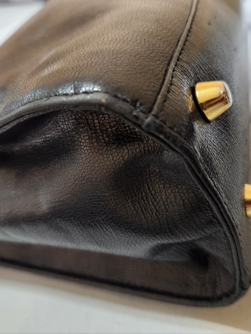 RARE VINTAGE FENDI ROMA 1970s/80s Black Leather Structured Top-Handle Box Bag - Picture 15 of 15